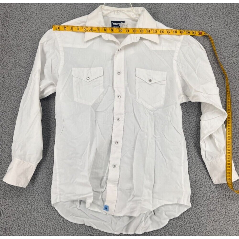 Vintage Wrangler Cowboy Cut Regular Fit X-Long Tails 16.5 x 33 White Pearl Snap